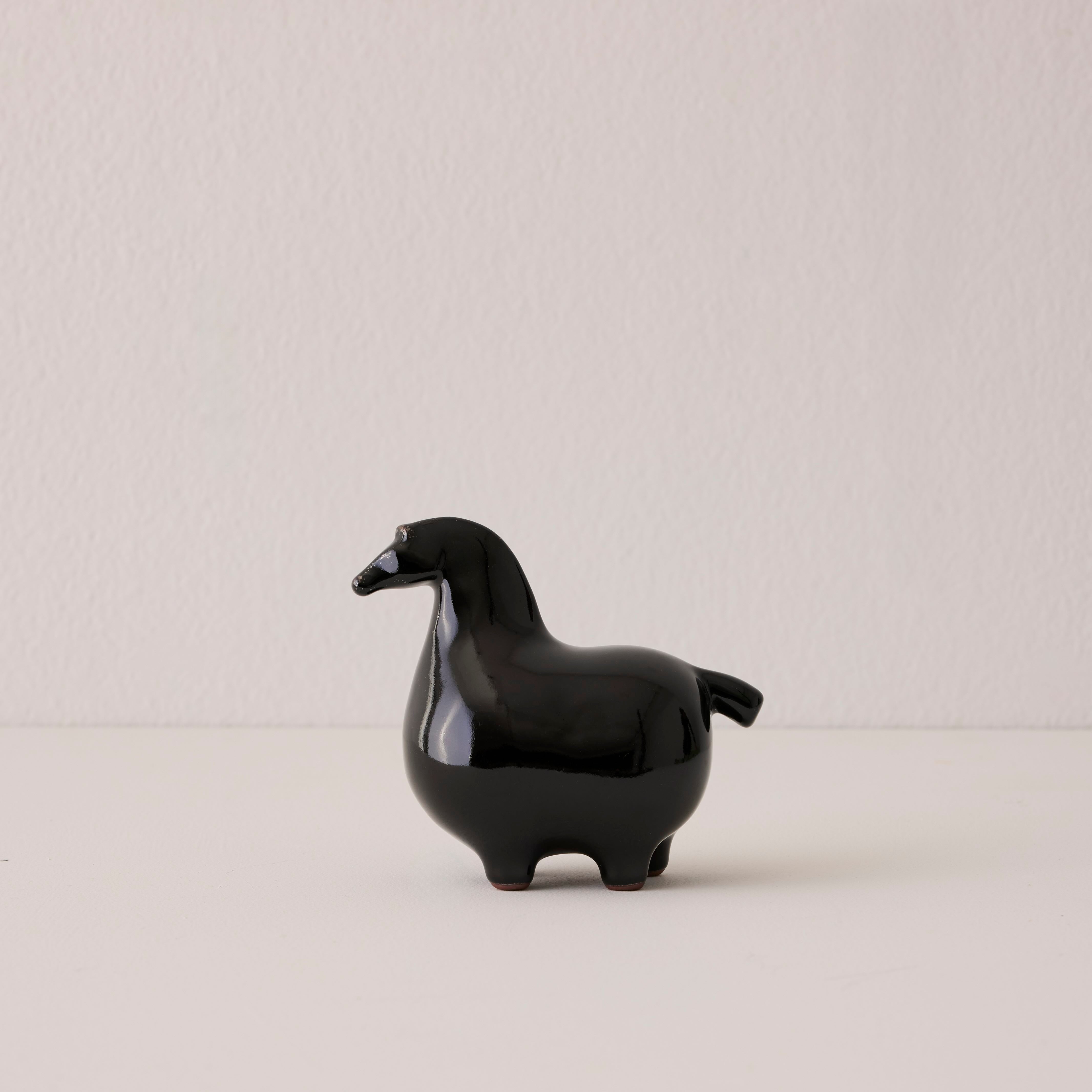 Goodee-Kashiwa Craft-Horse Ornament - Glazed - Color - Black