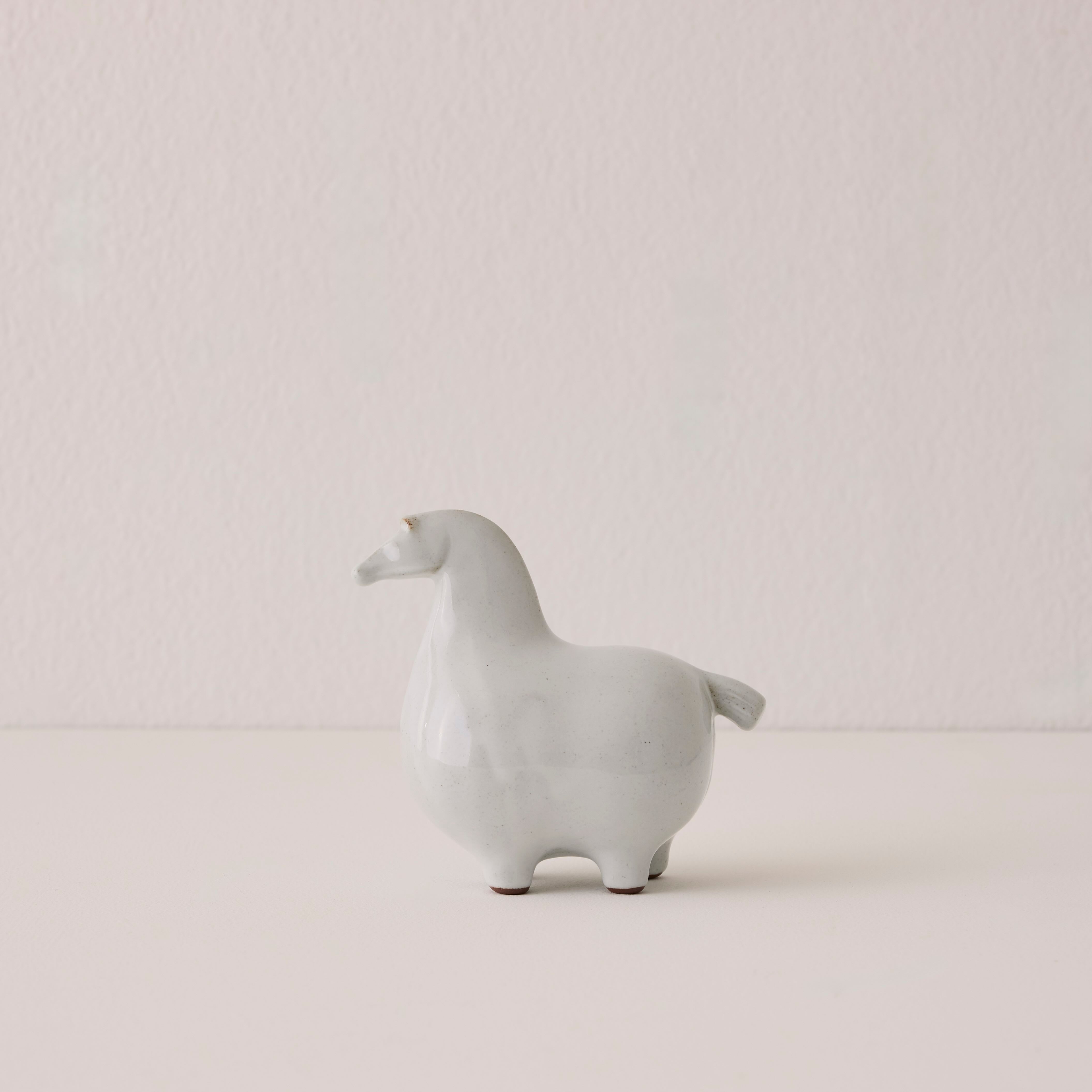 Goodee-Kashiwa Craft-Horse Ornament - Glazed - Color - White