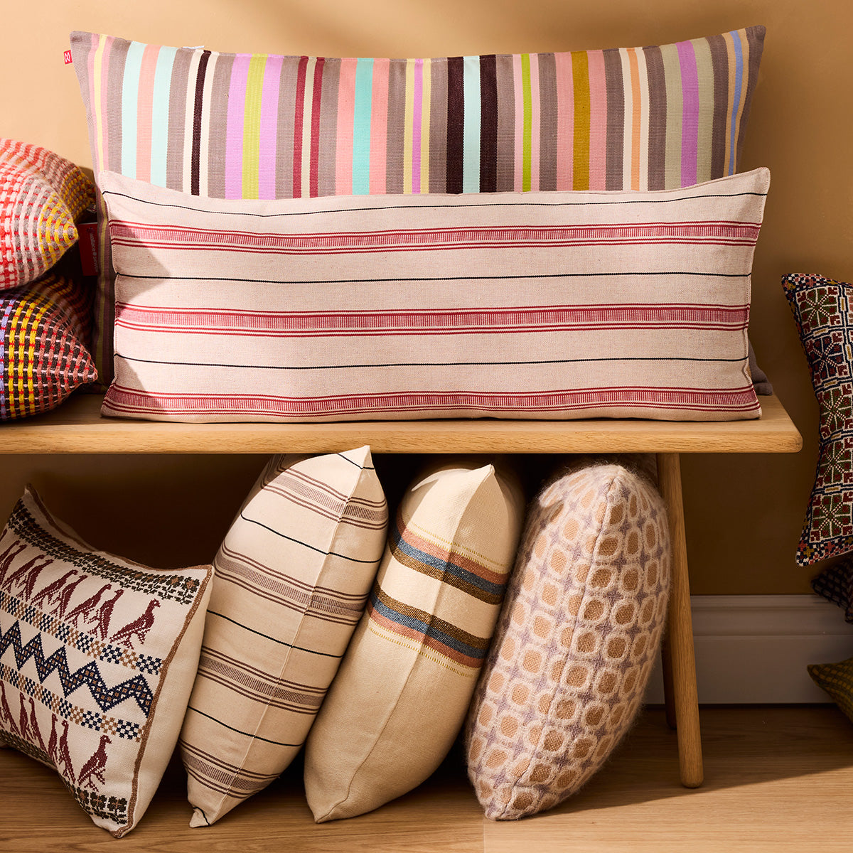 Goodee-Tensira-Cotton Cushion Cover - Color - Chocolate Brown & Black Stripe