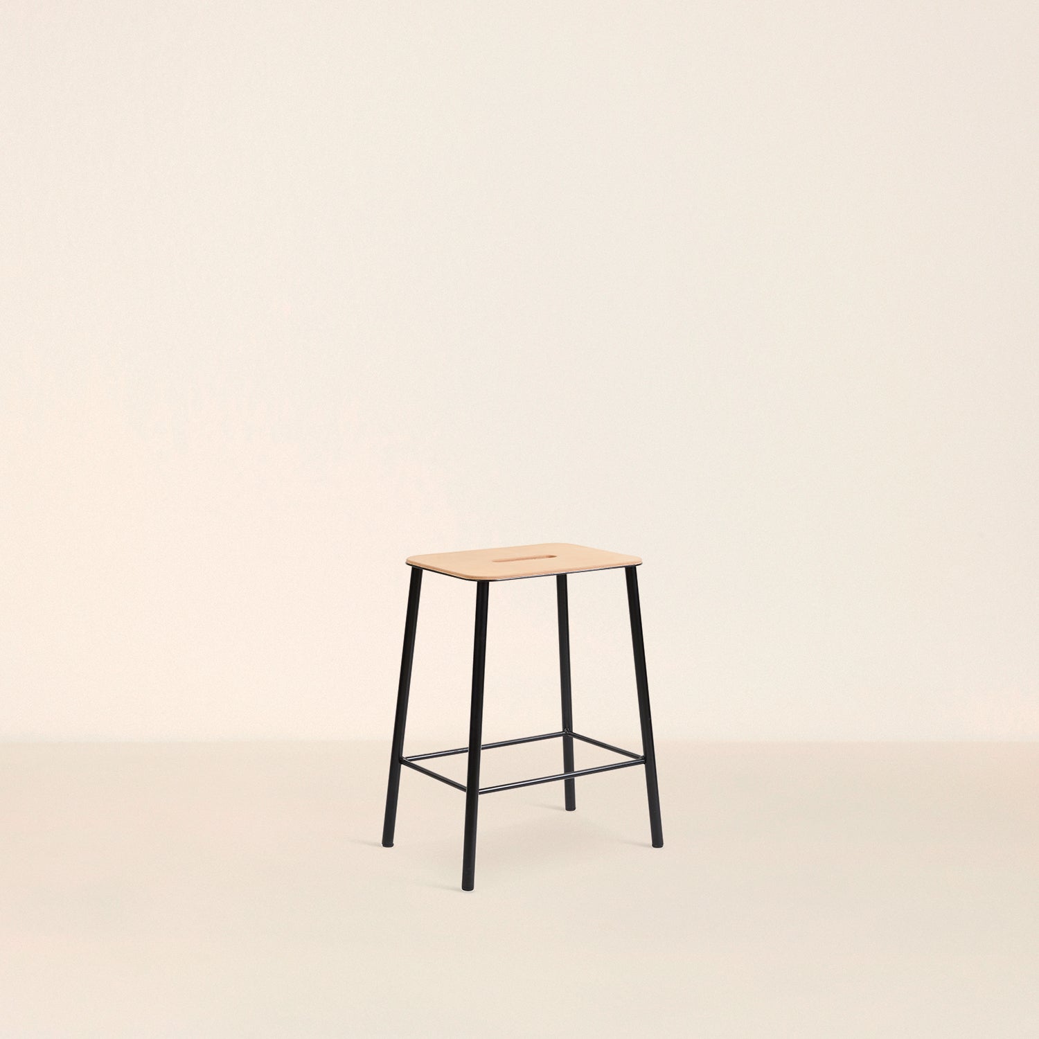 Goodee-Frama-Adam Stool - Size - H50 - Color - Oak & Black