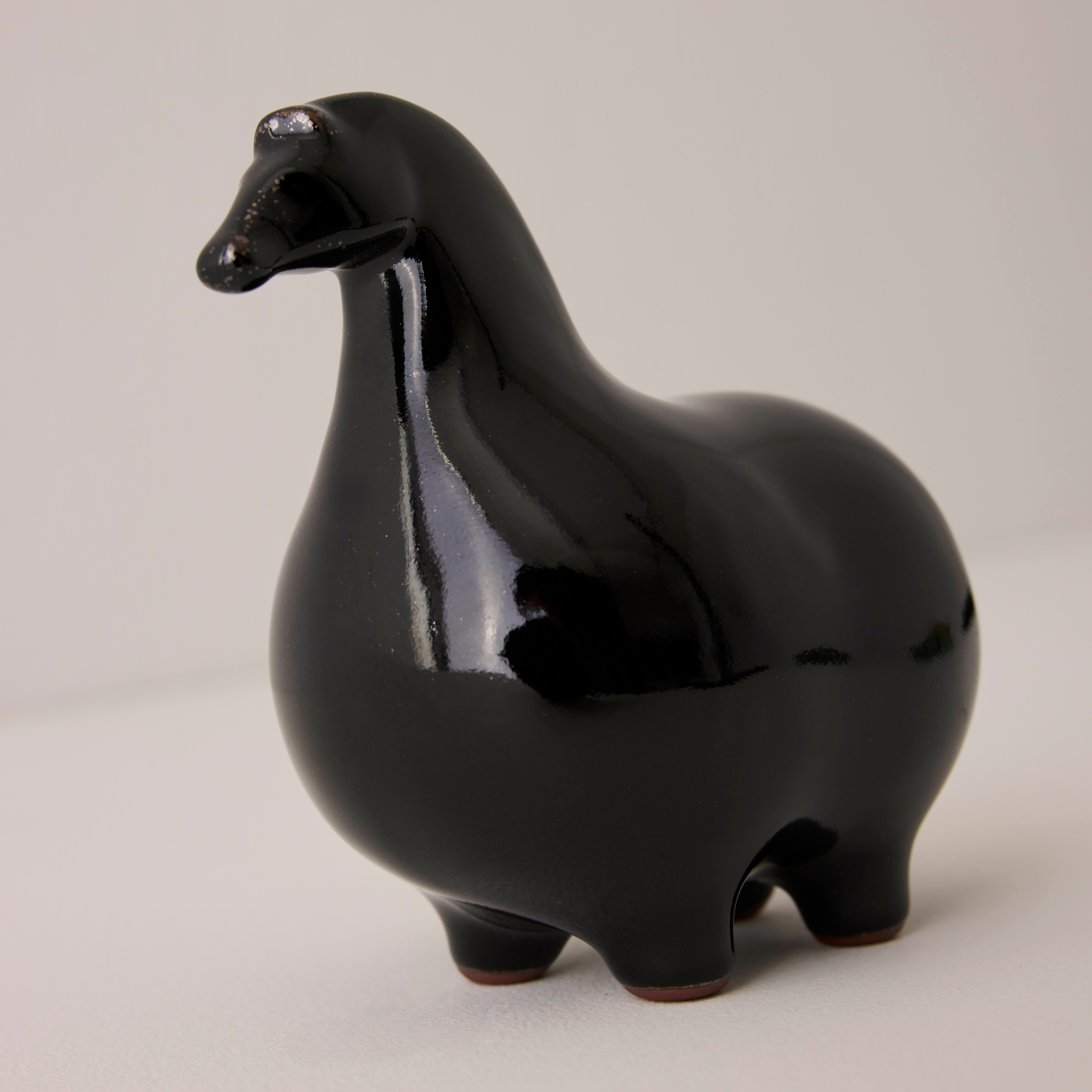 Goodee-Kashiwa Craft-Horse Ornament  - Glazed - Color - Black
