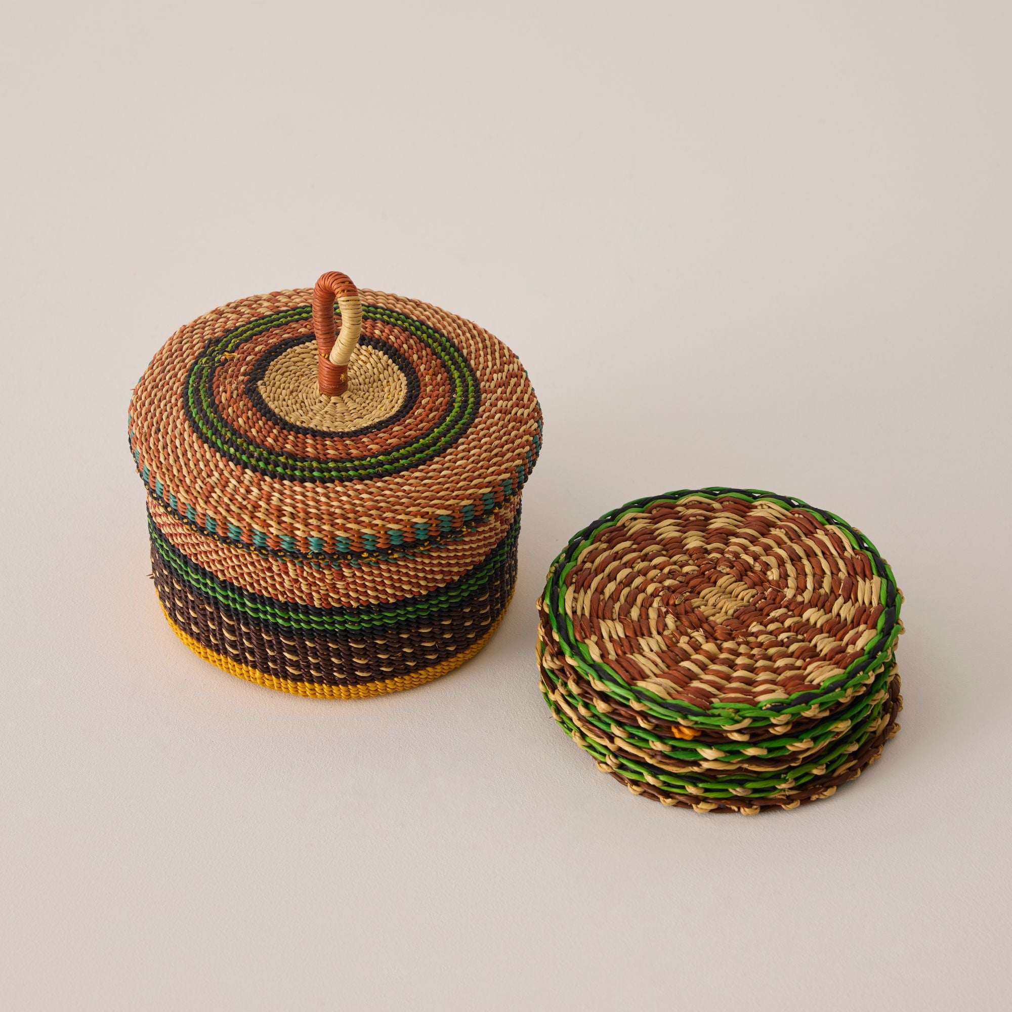 Goodee-Baba Tree-Coasters & Holder - Set of 6 - Exclusive - Color - Ochre Multi