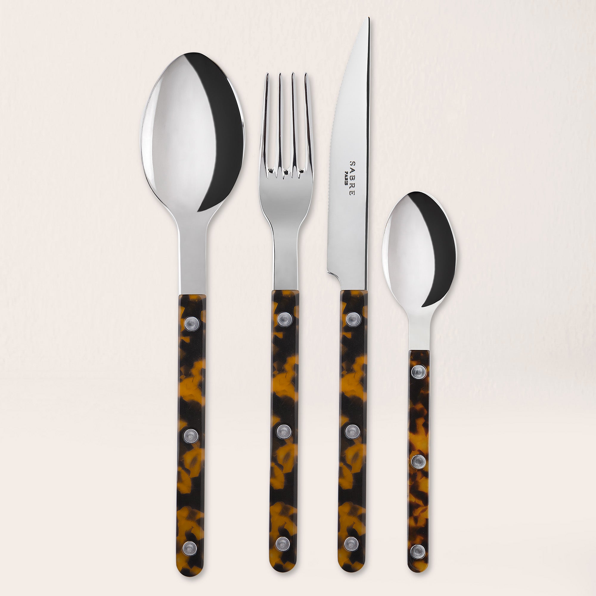 Goodee-Sabre-Bistrot Tortoise Flatware - Set of 4 - Color - Faux Tortoise/Shiny