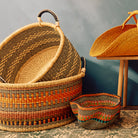 Goodee-Baba Tree-Medium Woven Short Basket - Color - Black & Natural